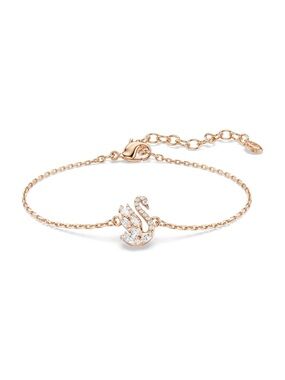 New Swarovski Rose Gold Swan Bracelet with Clear Crystals